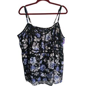 Torrid Blue White Floral Spaghetti Straps Vintage Tank Structure Corset